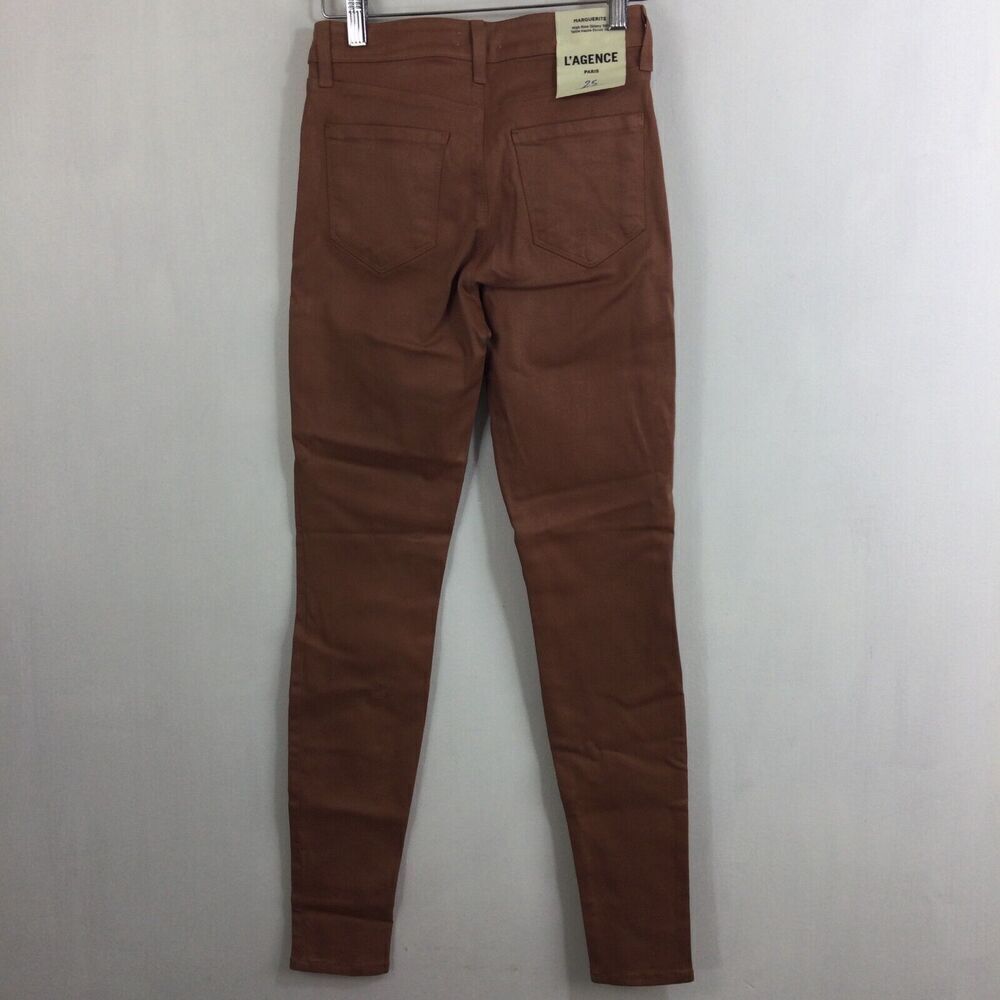 L'agence Womens Marguerite Coated High Rise Skinny Jeans Brown Size 25 - Picture 5 of 7